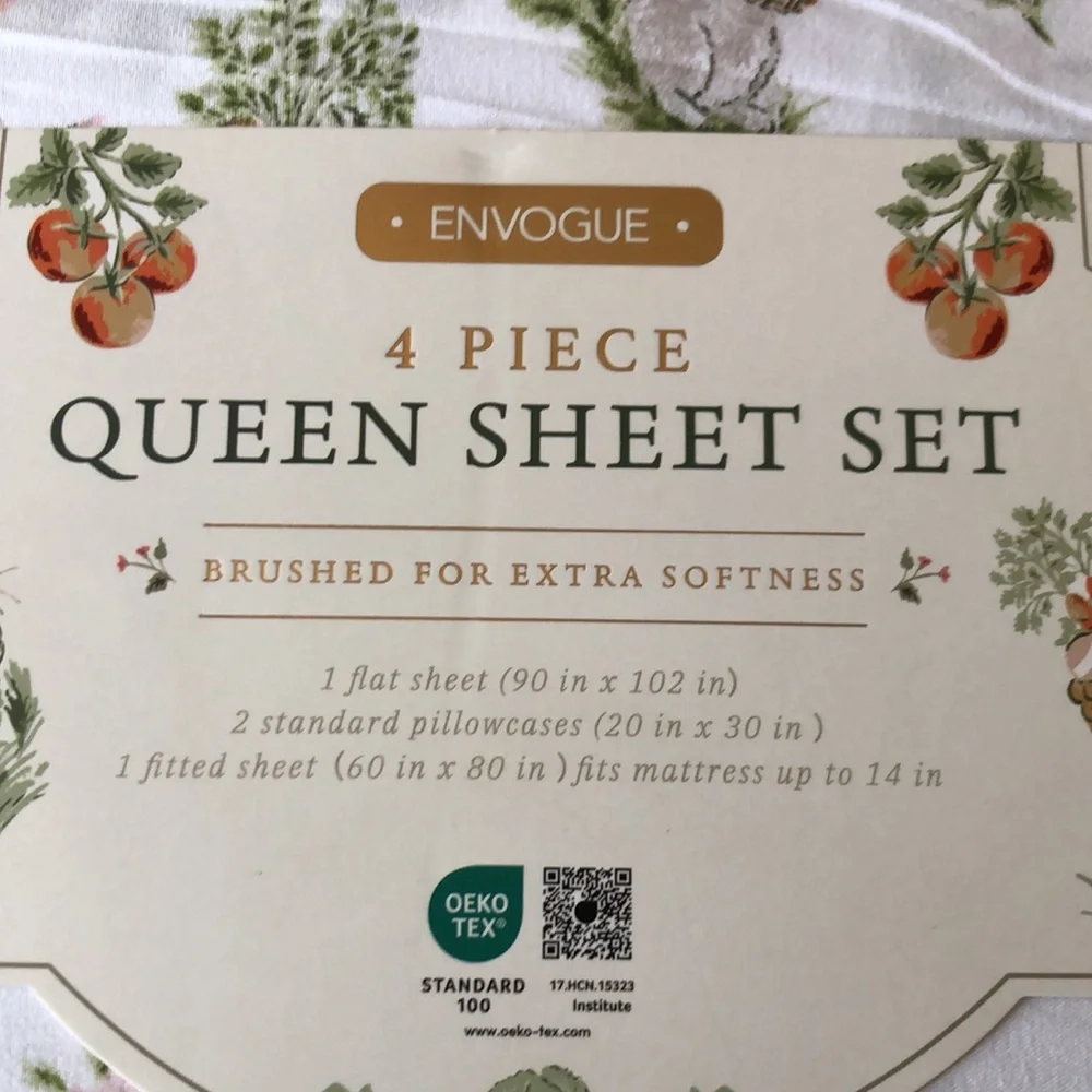 Envogue Botanical Bunny Rabbit QUEEN Sheet Set
